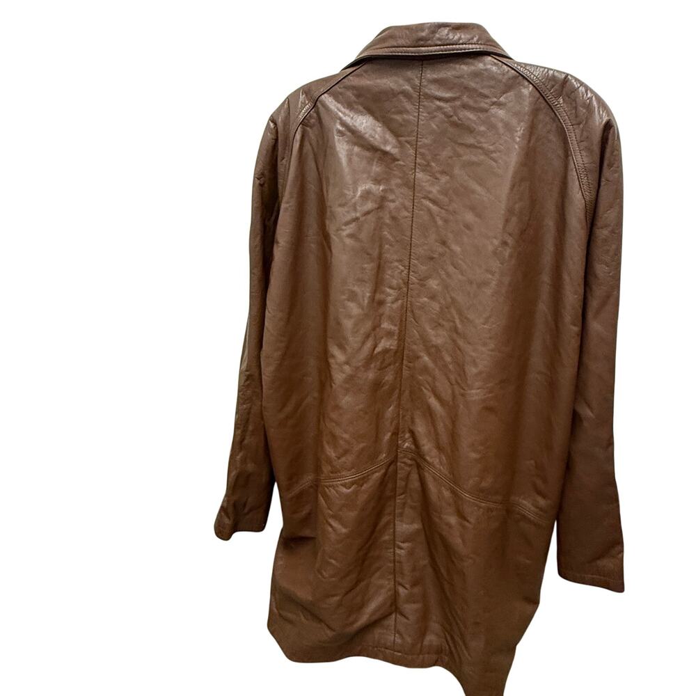 VTG 90's Blair Boutique Brown Leather Coat jacket Unisex Womens 3X Mens 2X - Picture 3 of 4